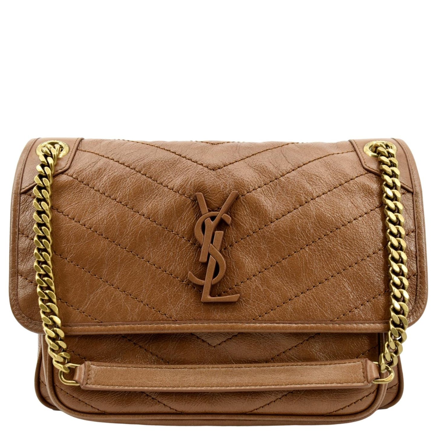 Saint Laurent Niki Leather Brown Crossbody Leather