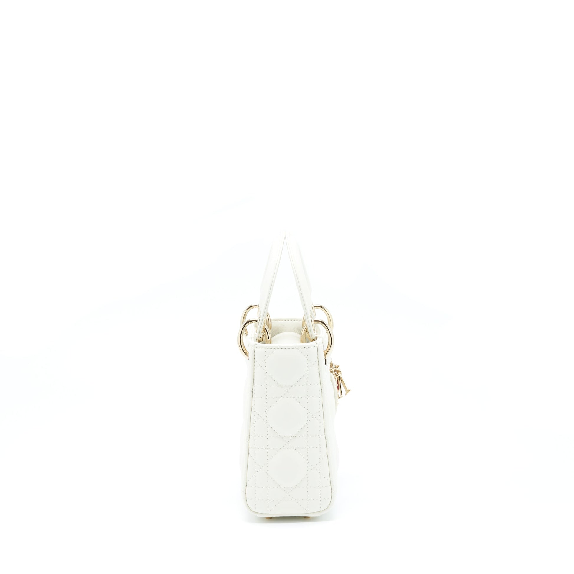 Dior Mini Lady Dior Tote Purse Lambskin White