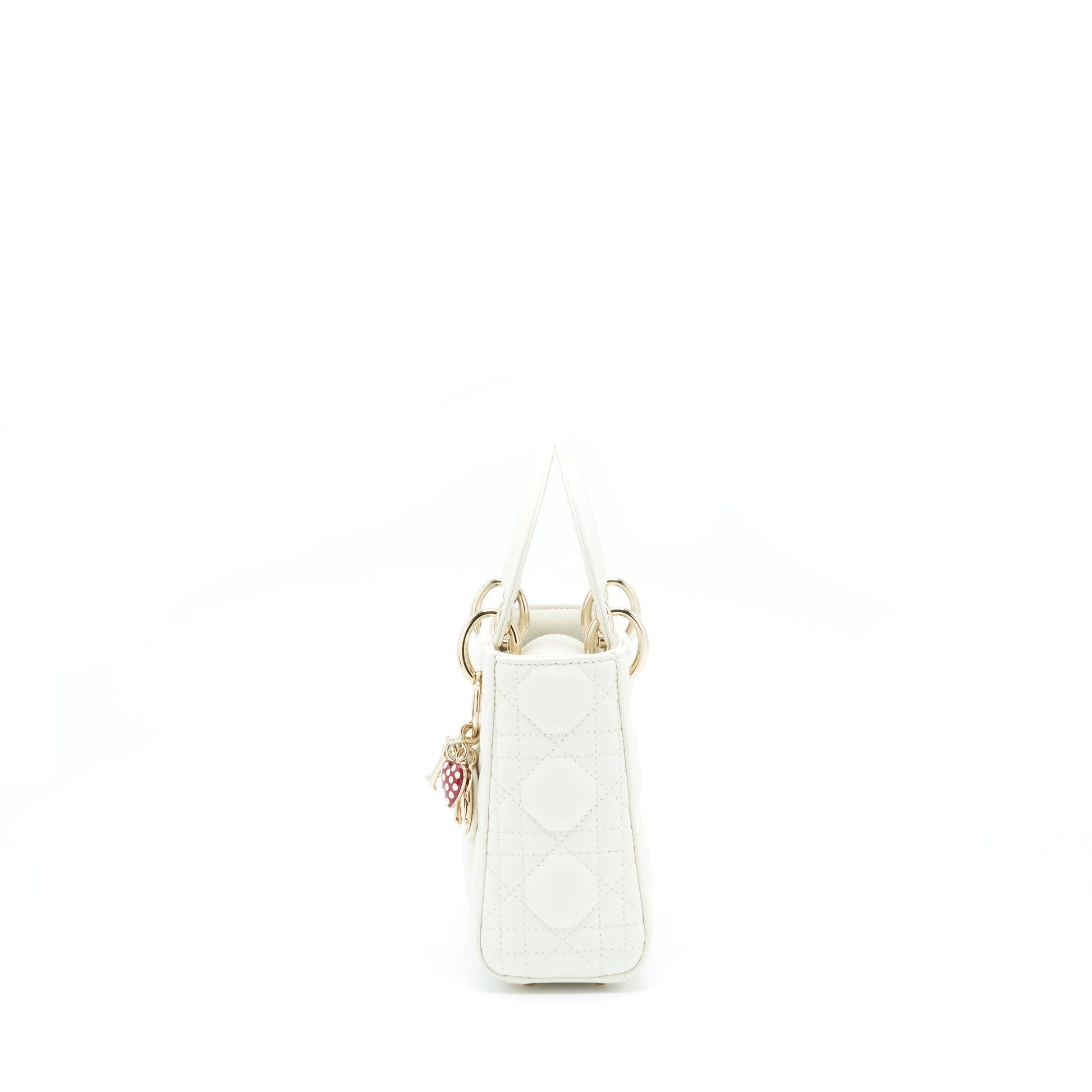 Dior Mini Lady Dior Tote Purse Lambskin White