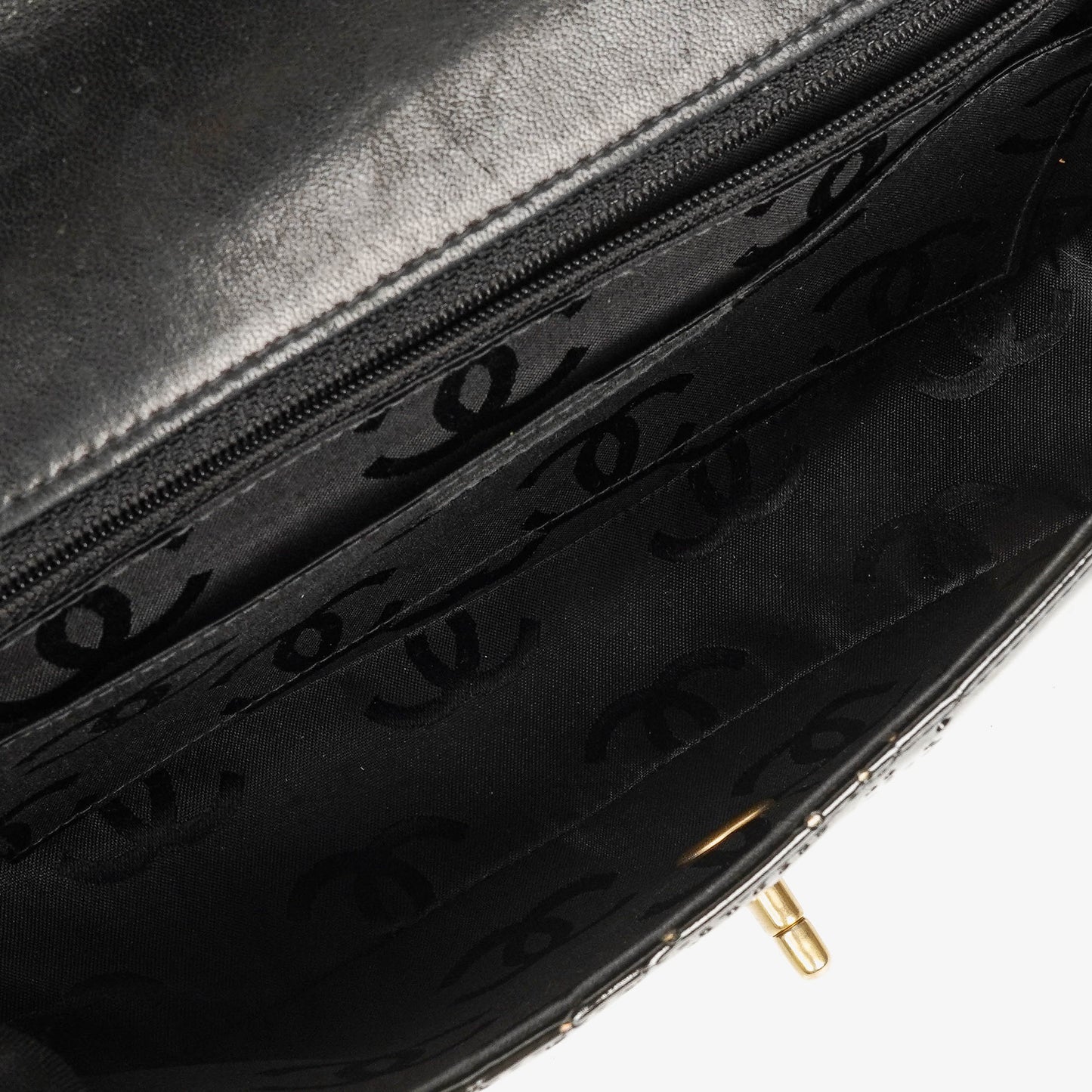 Chanel Camellia Perforated Black Patent Leather Flap Bag