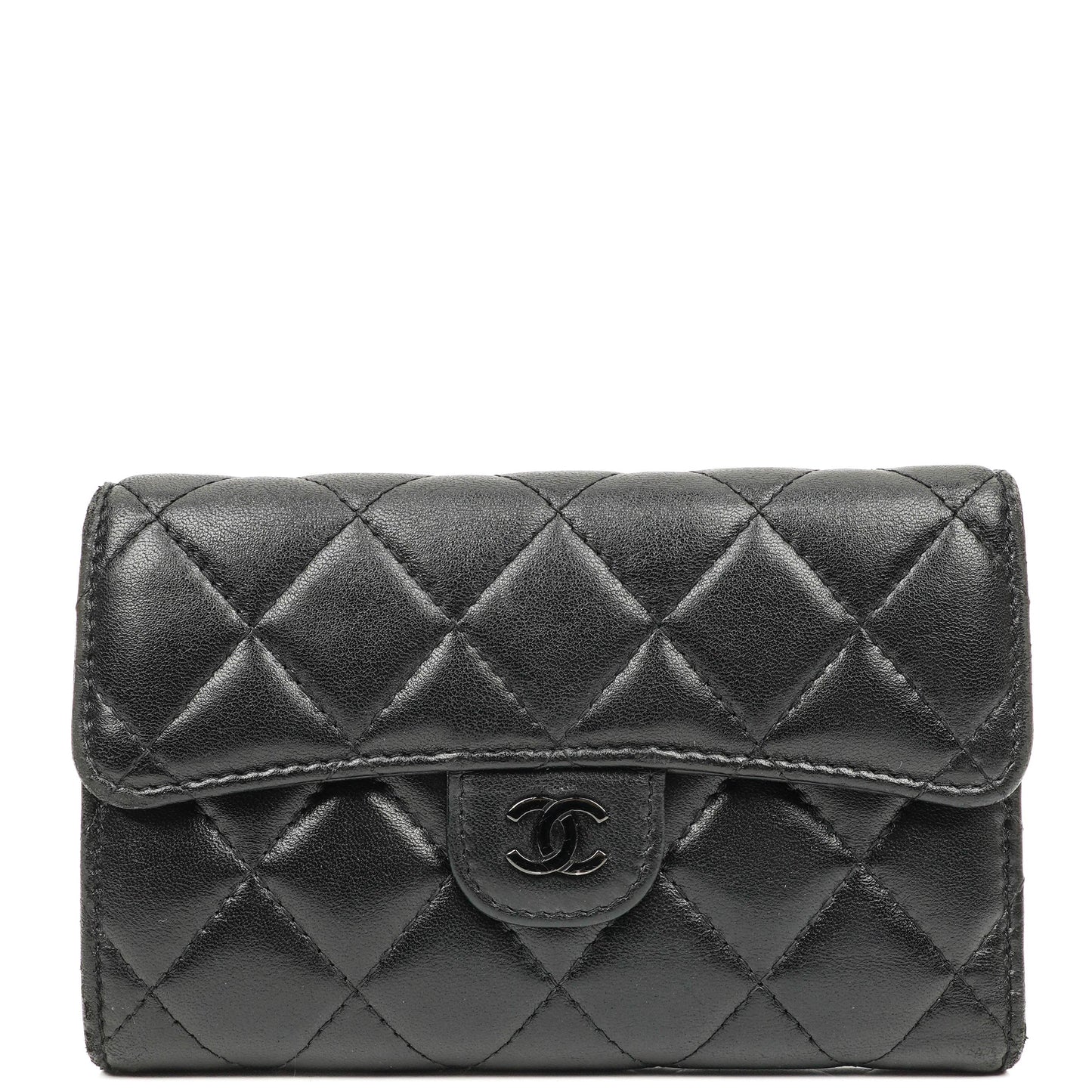 Chanel Card Holder Wallet So Black Lambskin Quilted Flap