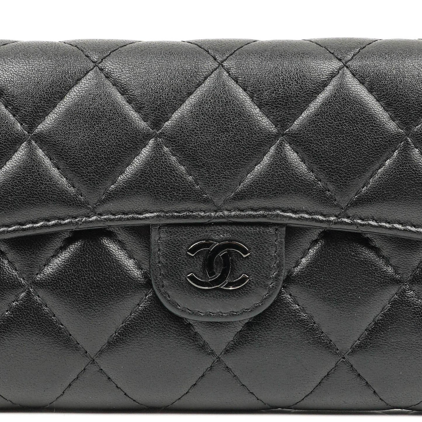 Chanel Card Holder Wallet So Black Lambskin Quilted Flap