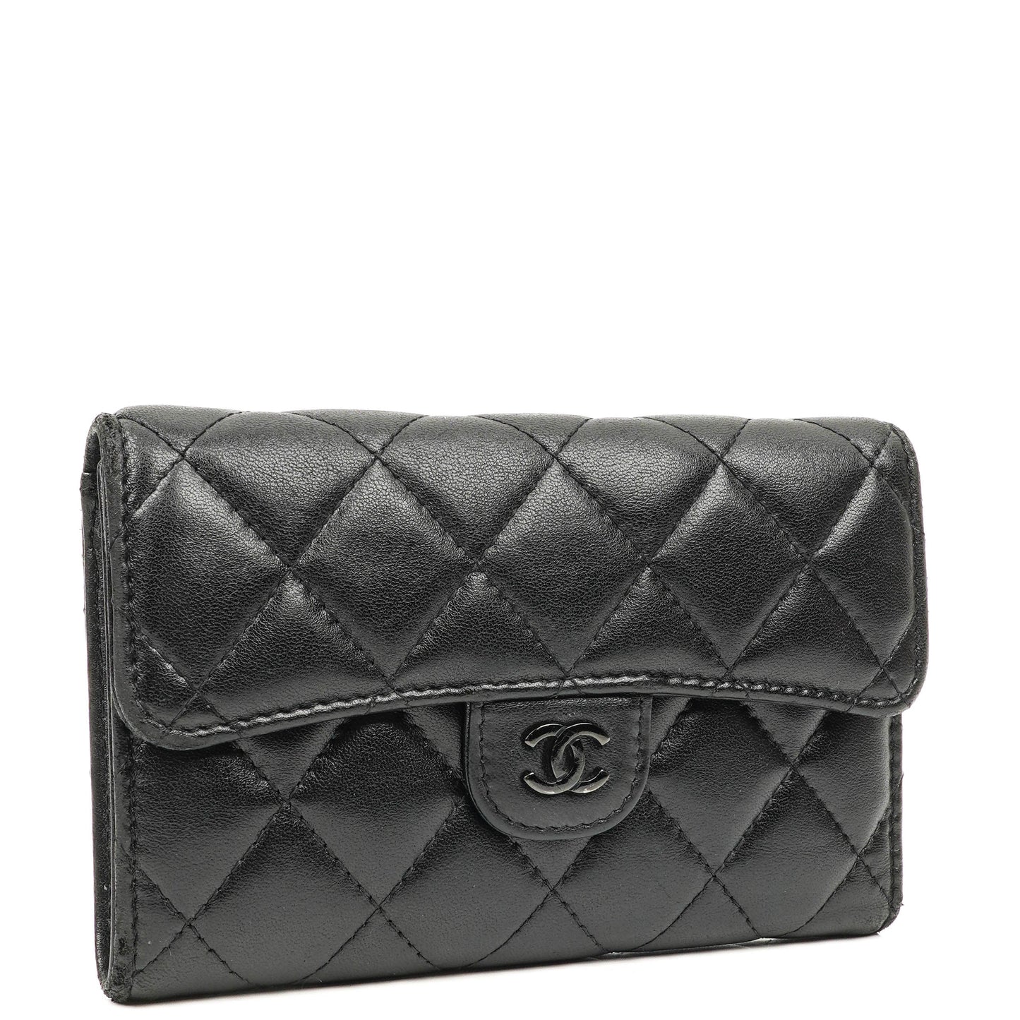 Chanel Card Holder Wallet So Black Lambskin Quilted Flap