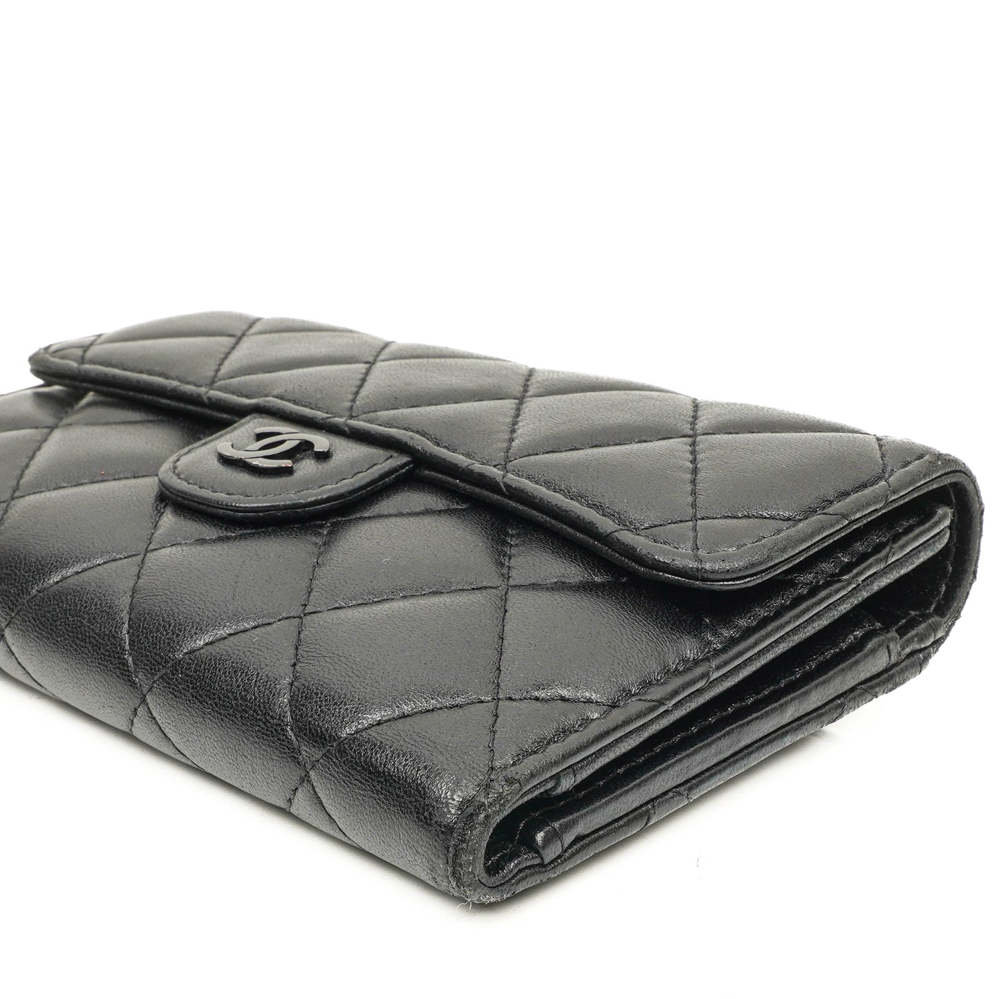 Chanel Card Holder Wallet So Black Lambskin Quilted Flap