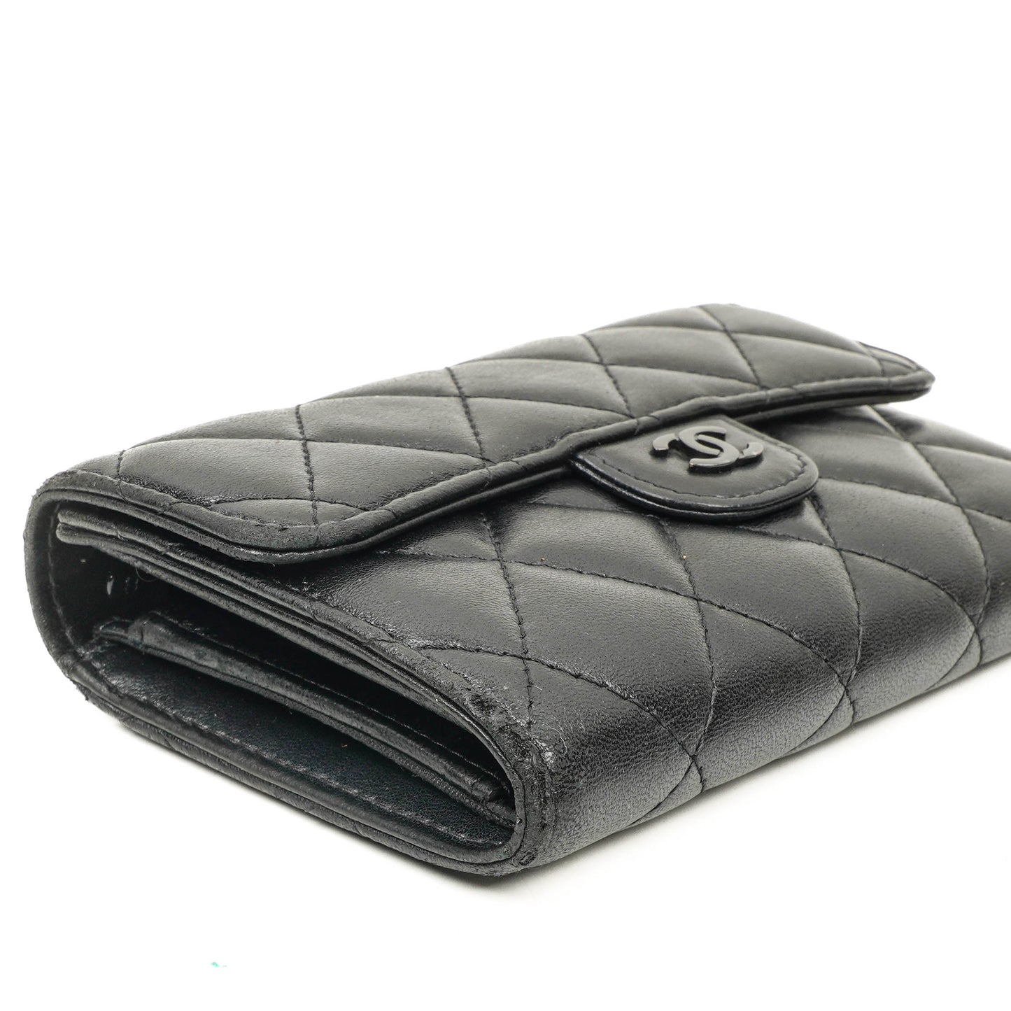 Chanel Card Holder Wallet So Black Lambskin Quilted Flap