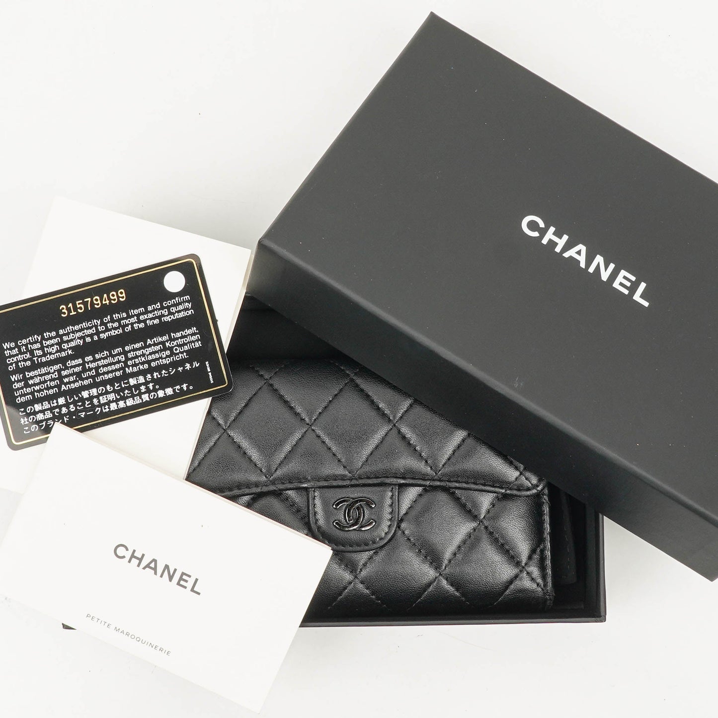 Chanel Card Holder Wallet So Black Lambskin Quilted Flap