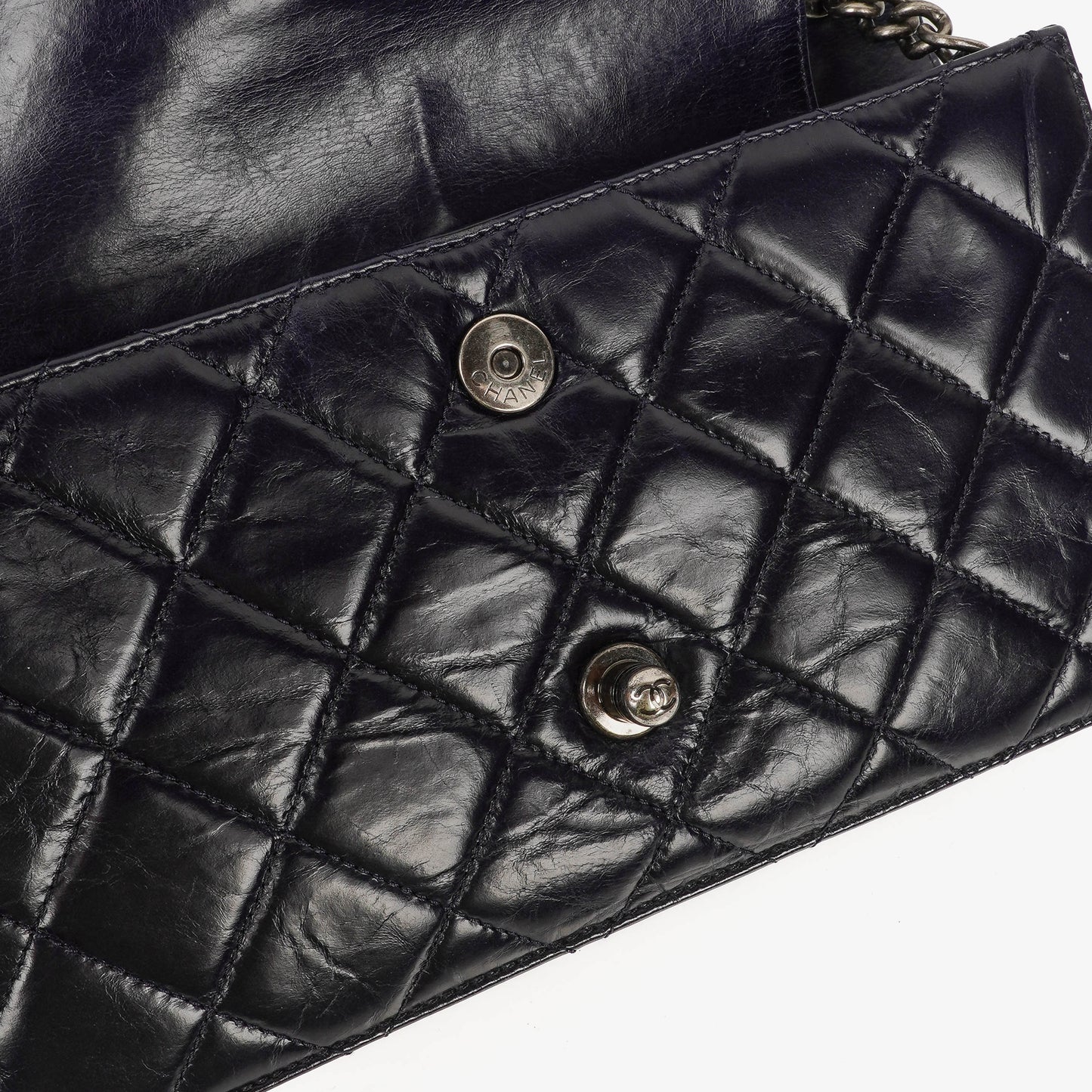 Chanel Perfect Edge Glazed Navy Quilted Calfskin Flap Bag
