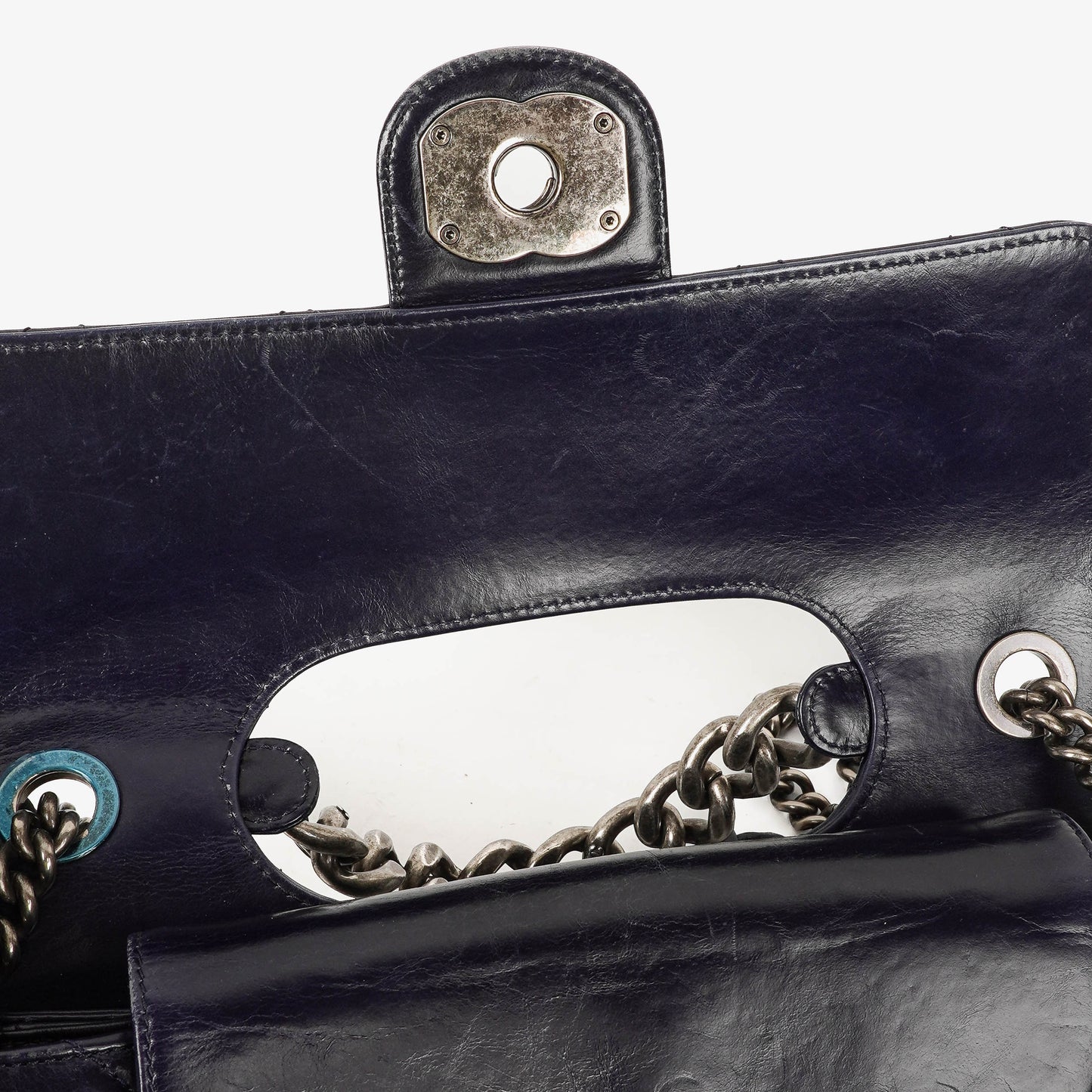 Chanel Perfect Edge Glazed Navy Quilted Calfskin Flap Bag