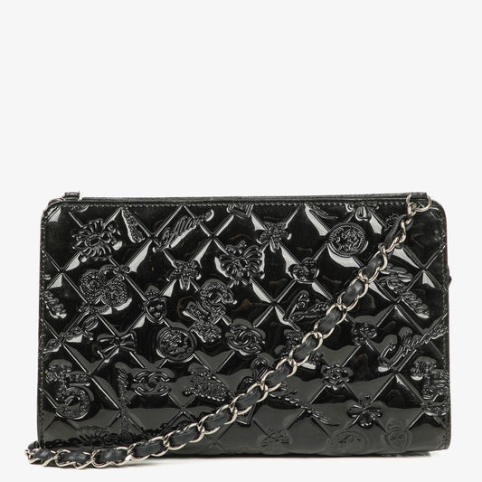 Chanel Lucky Charm Black Patent Leather Pochette