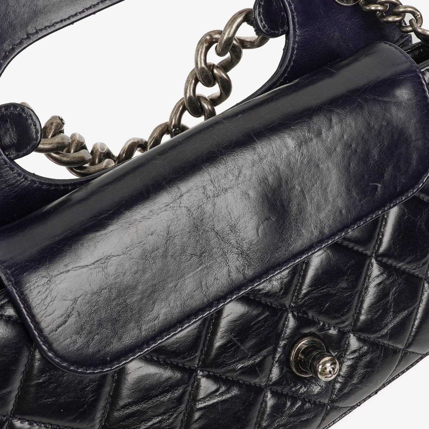 Chanel Perfect Edge Glazed Navy Quilted Calfskin Flap Bag