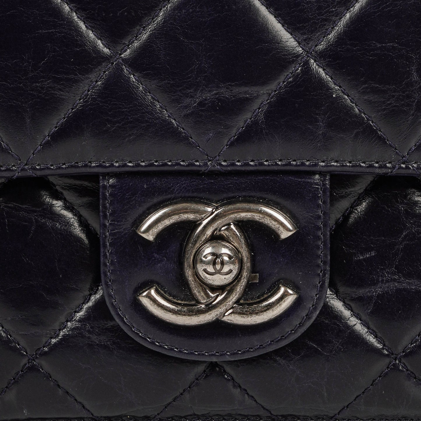 Chanel Perfect Edge Glazed Navy Quilted Calfskin Flap Bag