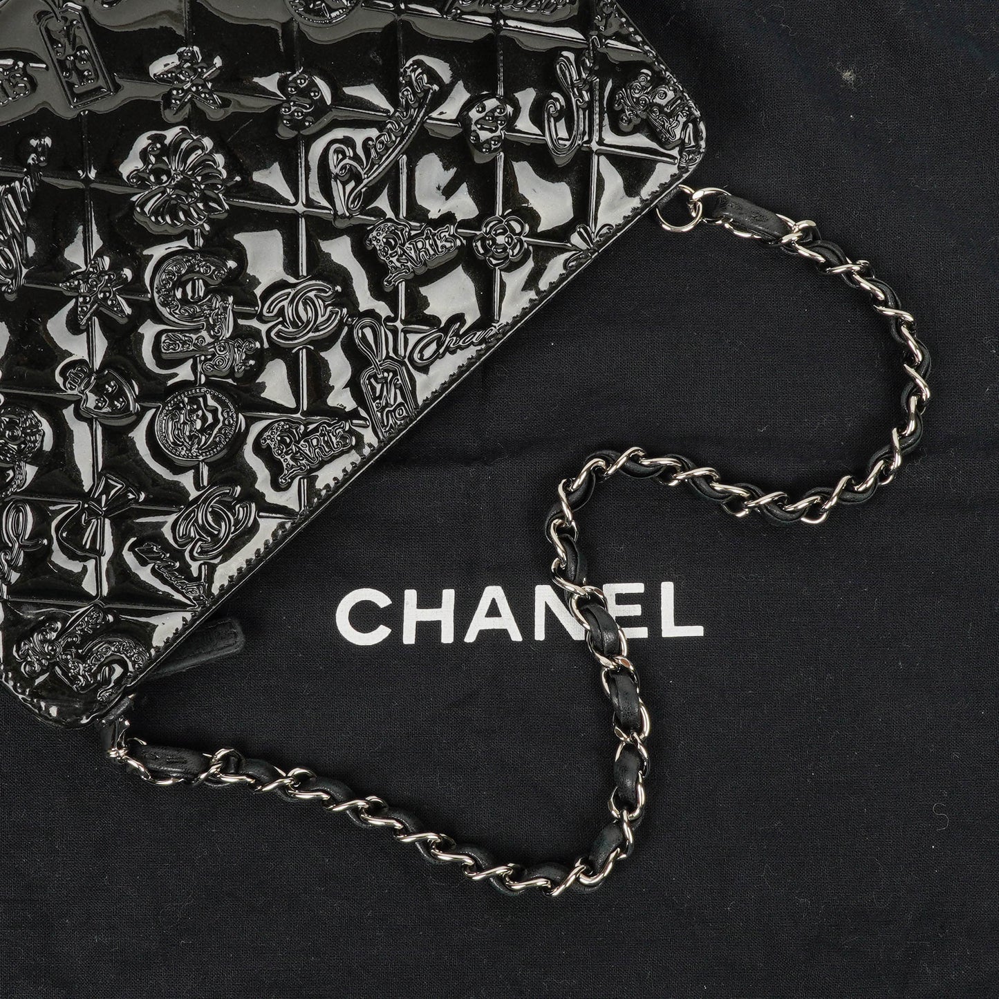 Chanel Lucky Charm Black Patent Leather Pochette