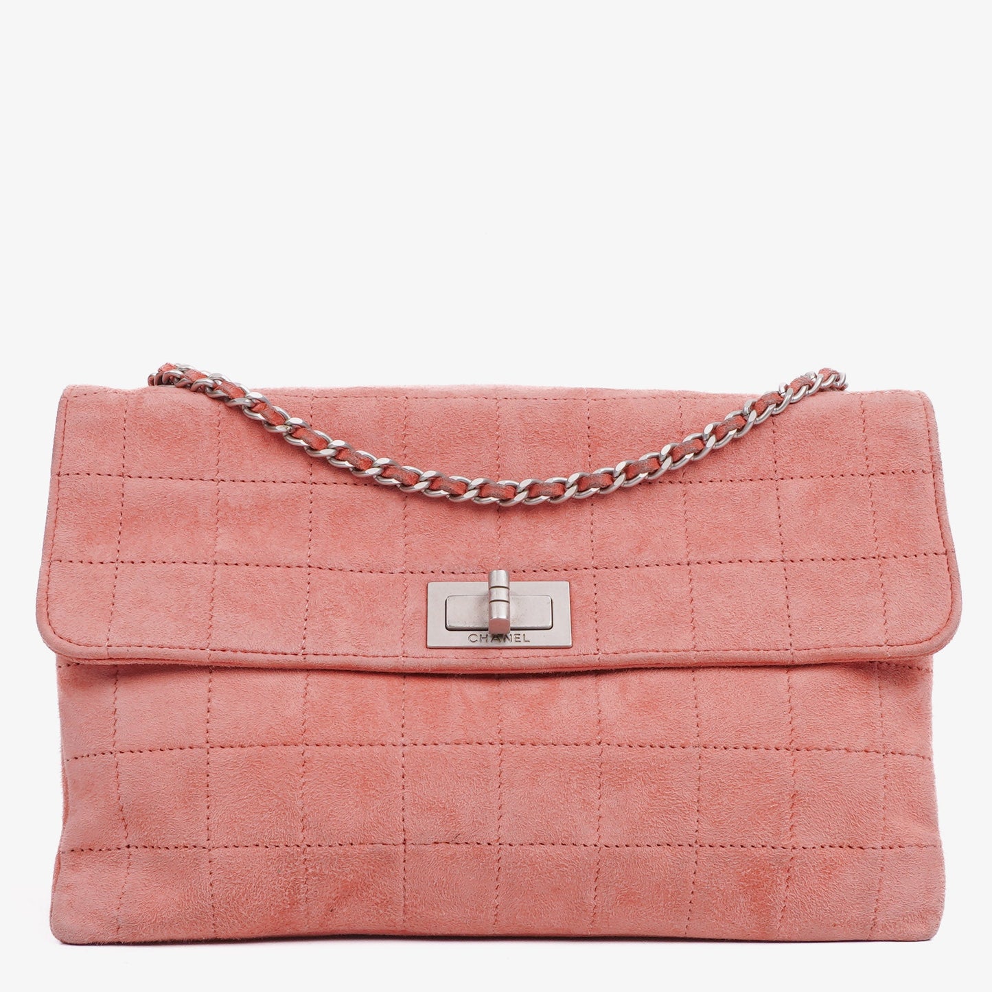 Chanel Pink Suede Chocolate Bar Mademoiselle Flap Bag