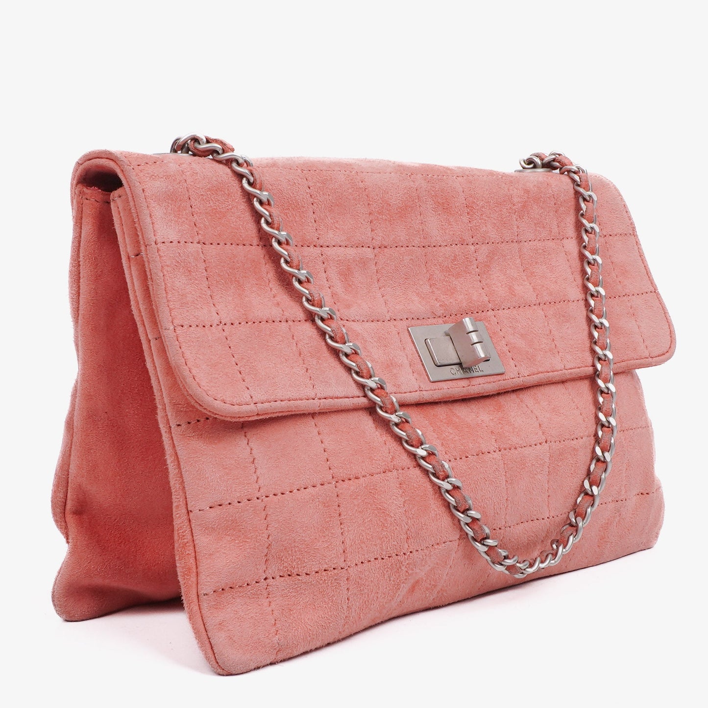 Chanel Pink Suede Chocolate Bar Mademoiselle Flap Bag