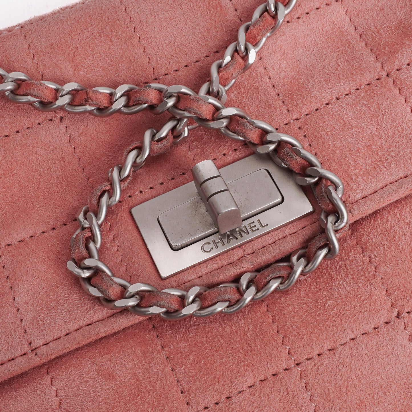 Chanel Pink Suede Chocolate Bar Mademoiselle Flap Bag