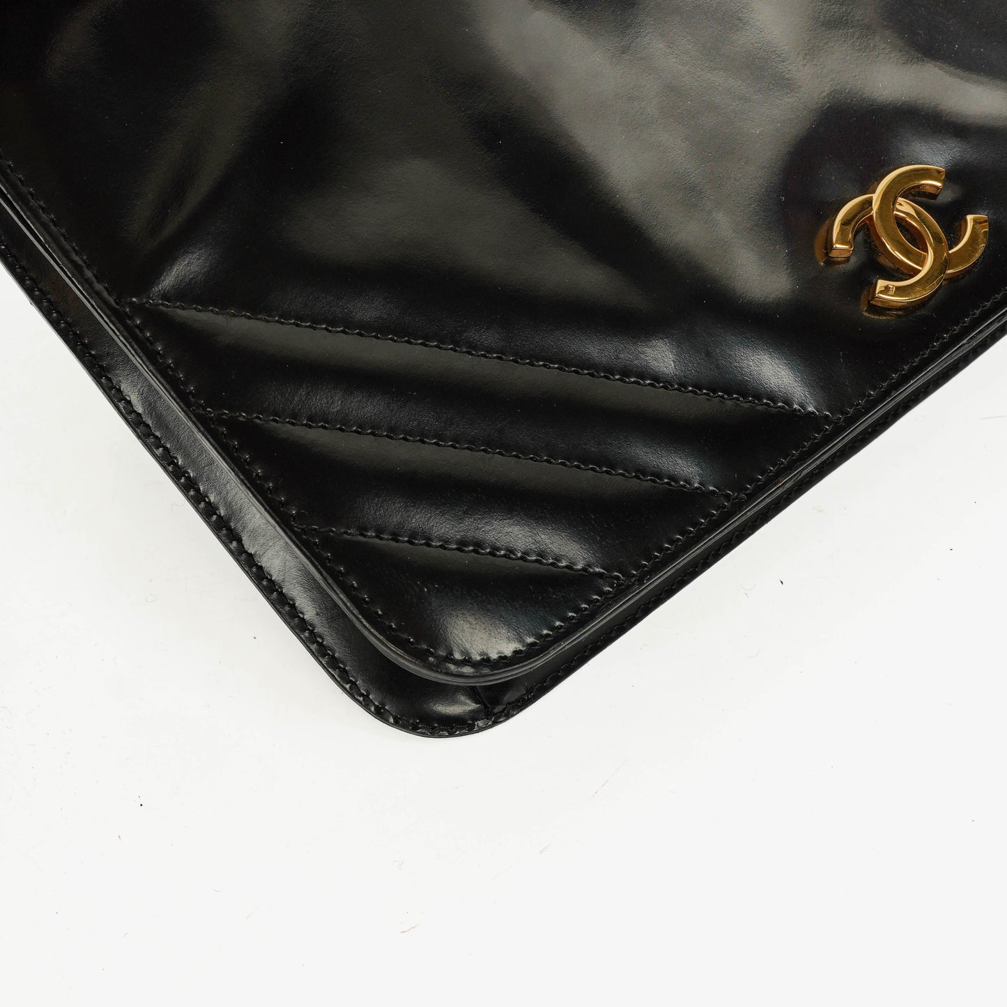 Chanel Patent Chevron Quilted Single Flap Bag