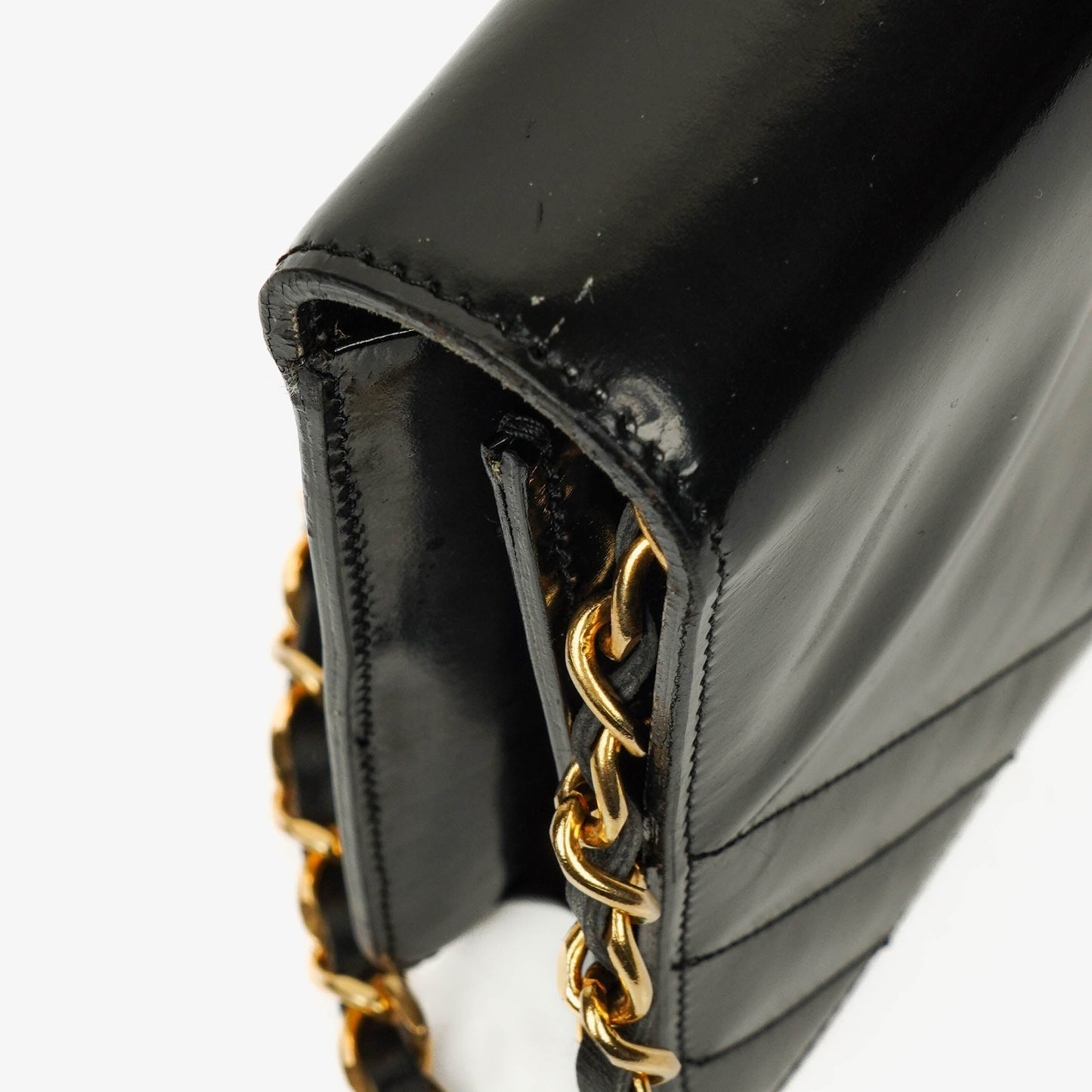 Chanel Patent Chevron Quilted Single Flap Bag