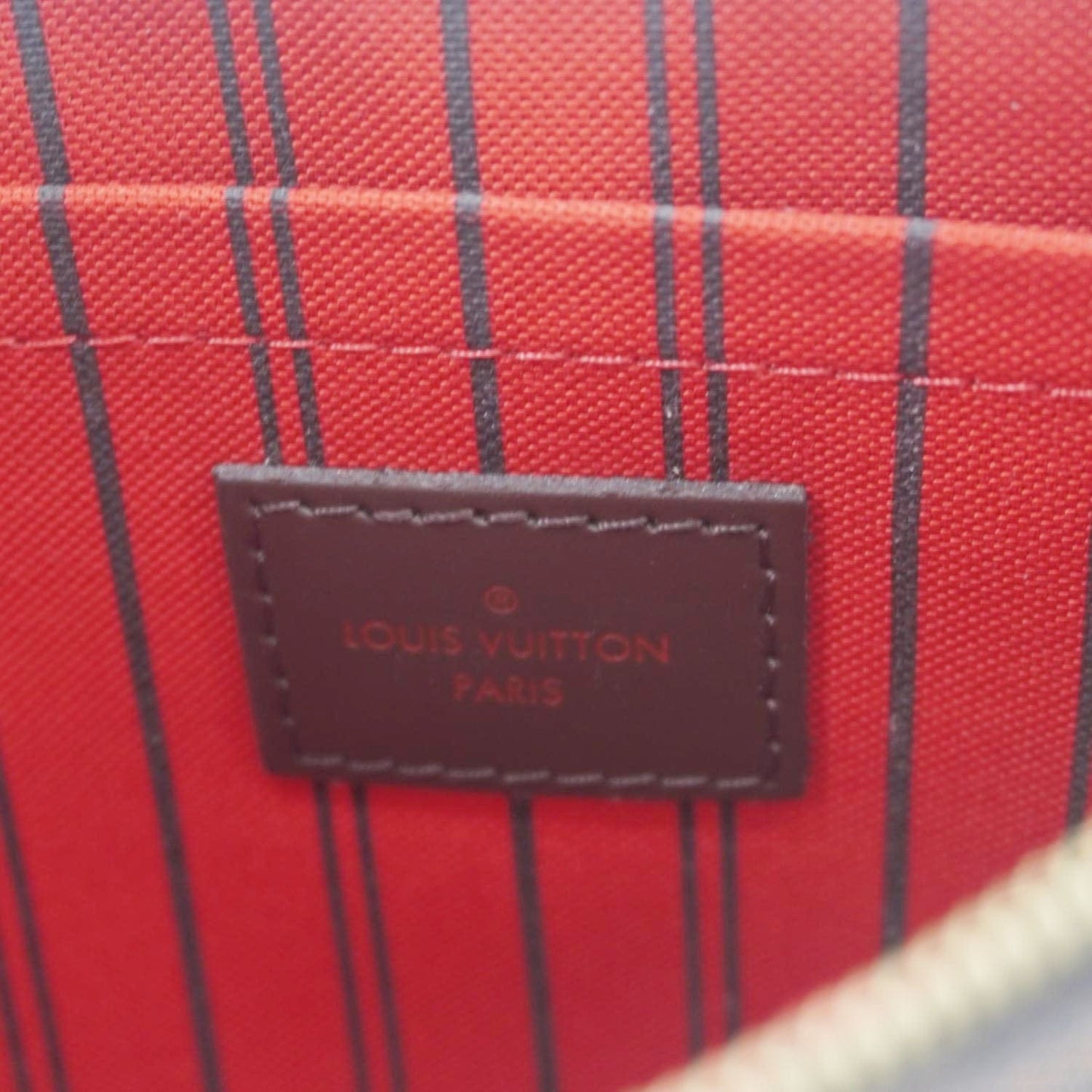 LOUIS VUITTON Neverfull Wristlet Damier Ebene Pouch Brown