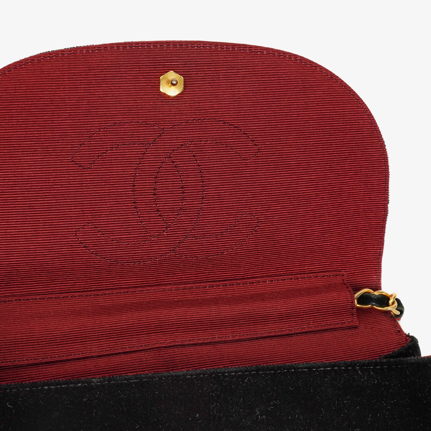 Chanel Black Velvet Half Moon Shoulder Bag