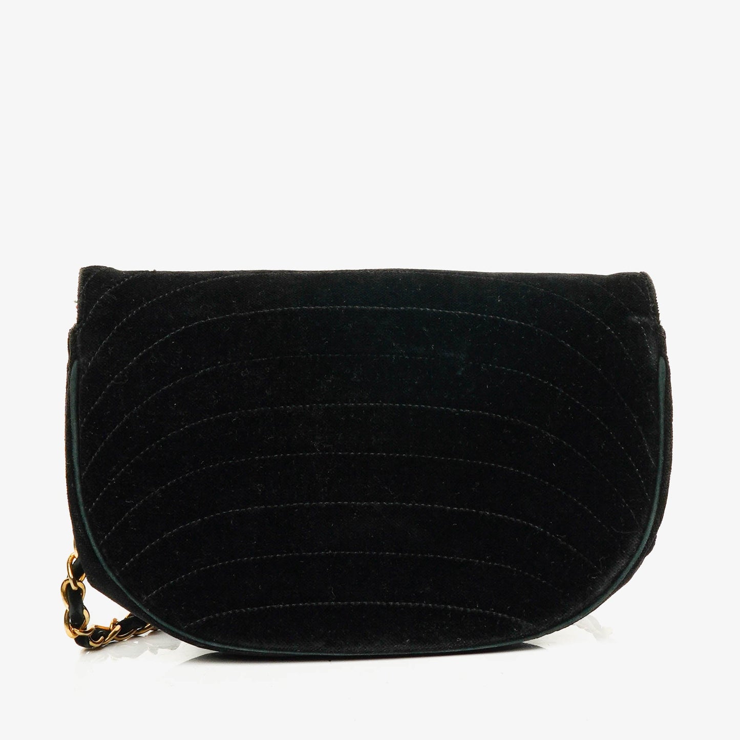 Chanel Black Velvet Half Moon Shoulder Bag