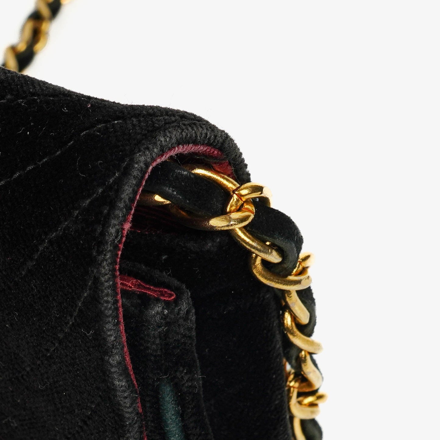 Chanel Black Velvet Half Moon Shoulder Bag