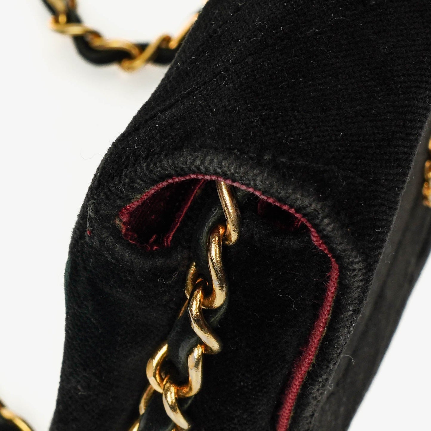 Chanel Black Velvet Half Moon Shoulder Bag