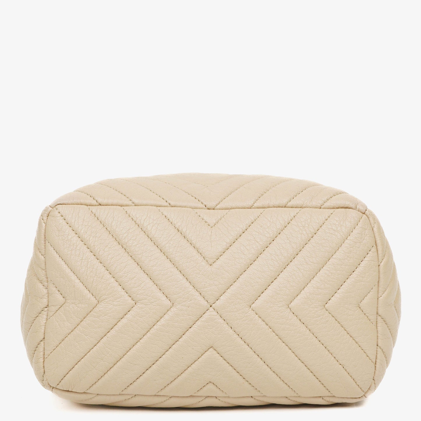 Chanel CC Chain Bucket Small Beige Deerskin Chevron Bag