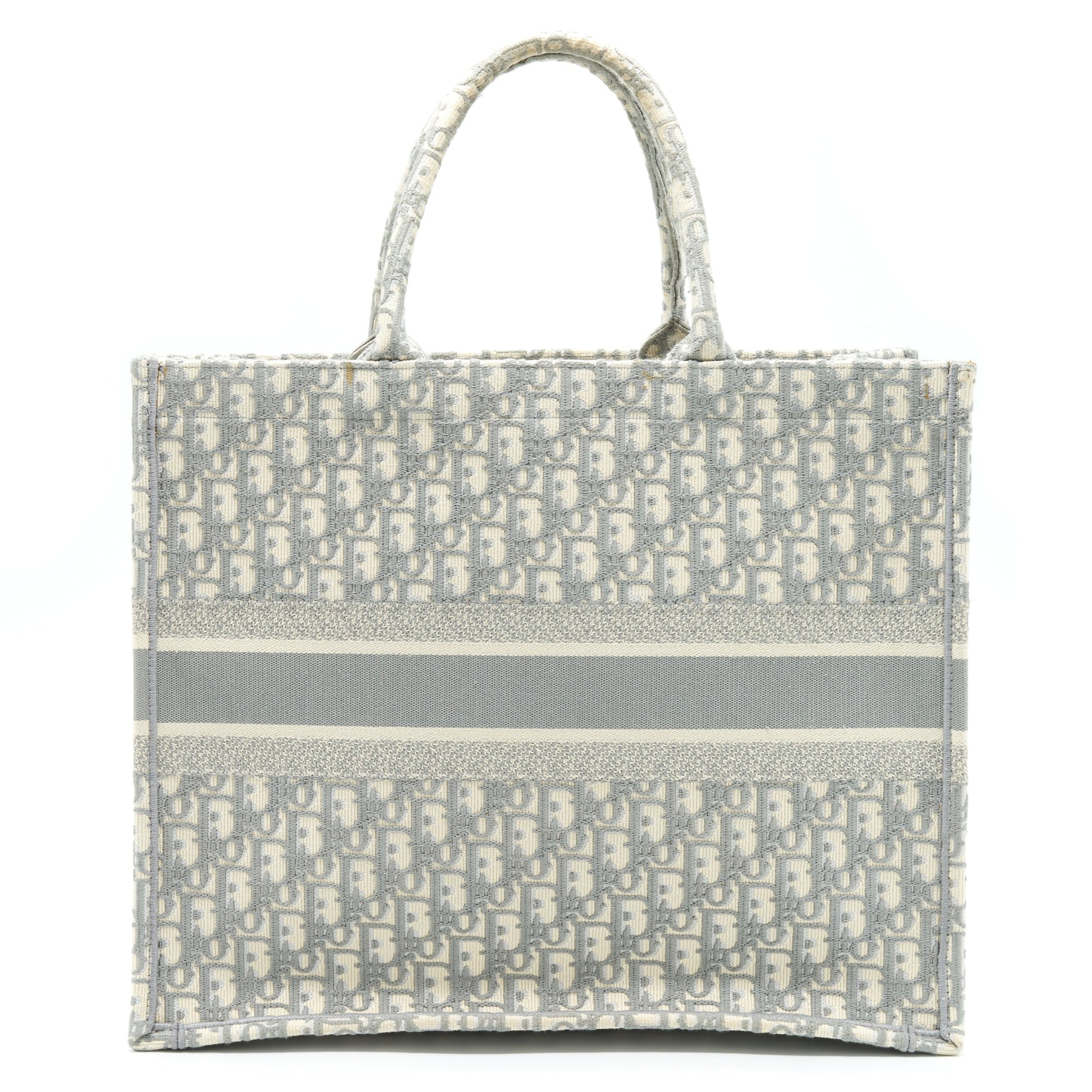 Dior Large Dior Book Tote Grey Oblique Embroidery