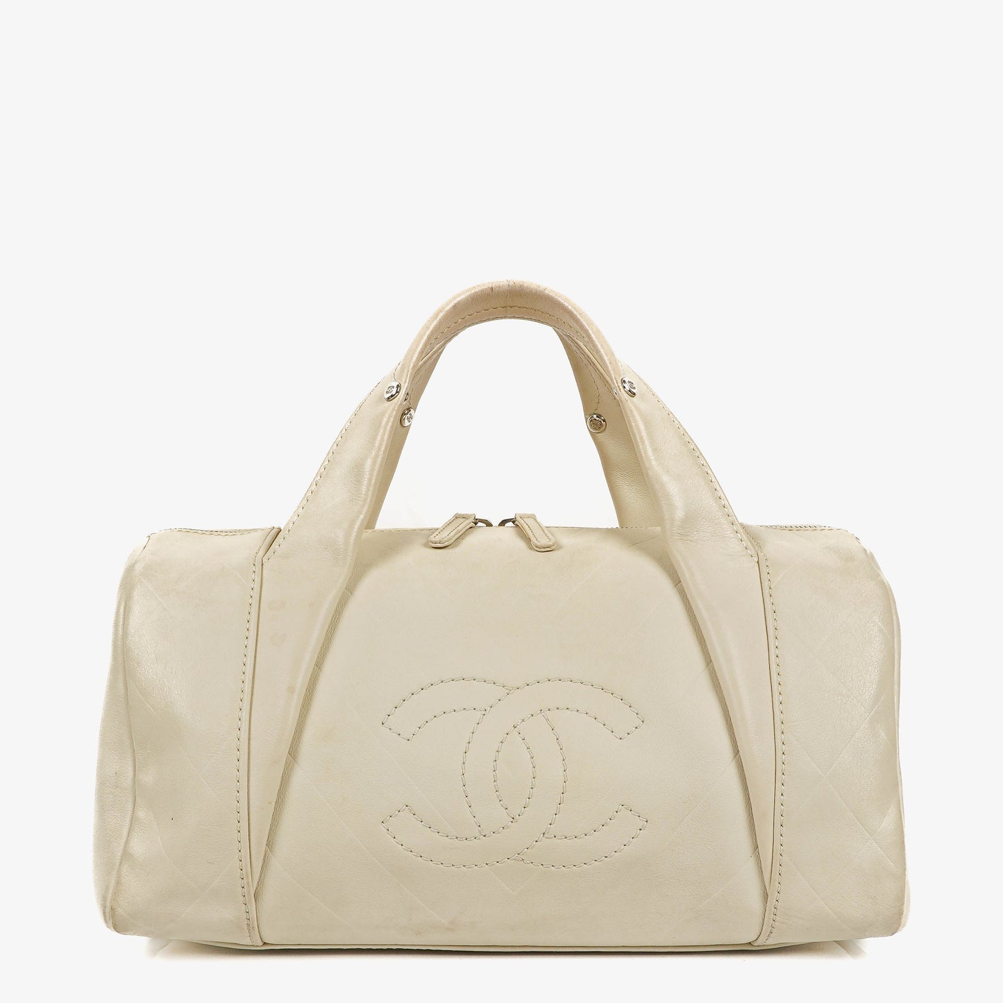 Chanel All Day Long Medium Chevron Quilted Leather Bowling Bag