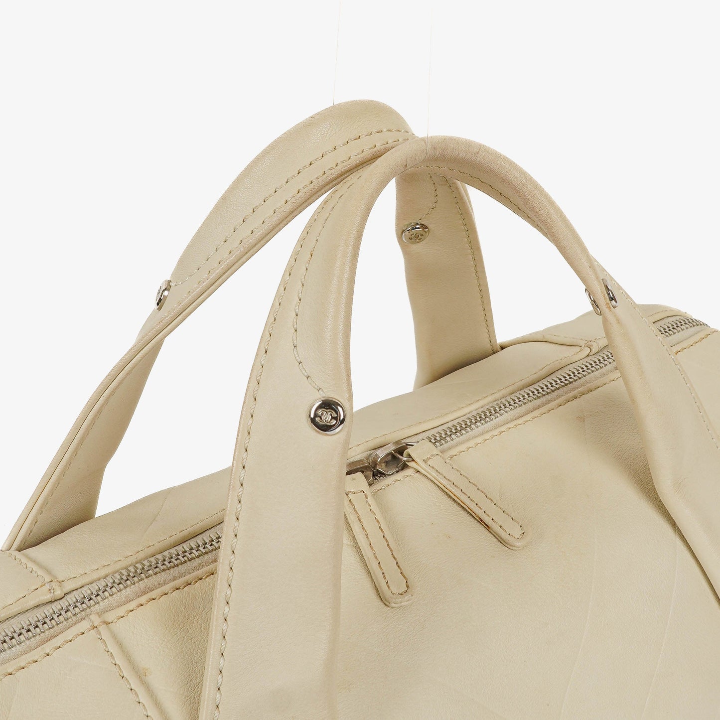 Chanel All Day Long Medium Chevron Quilted Leather Bowling Bag
