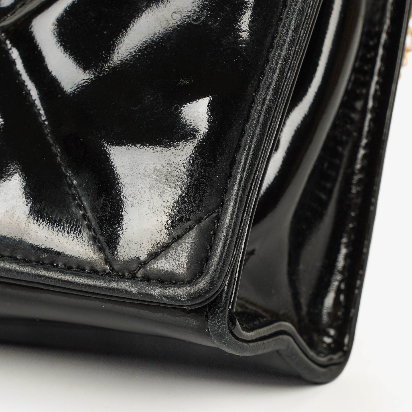 Chanel CC Black Patent Leather Multi Chain Shoulder Bag
