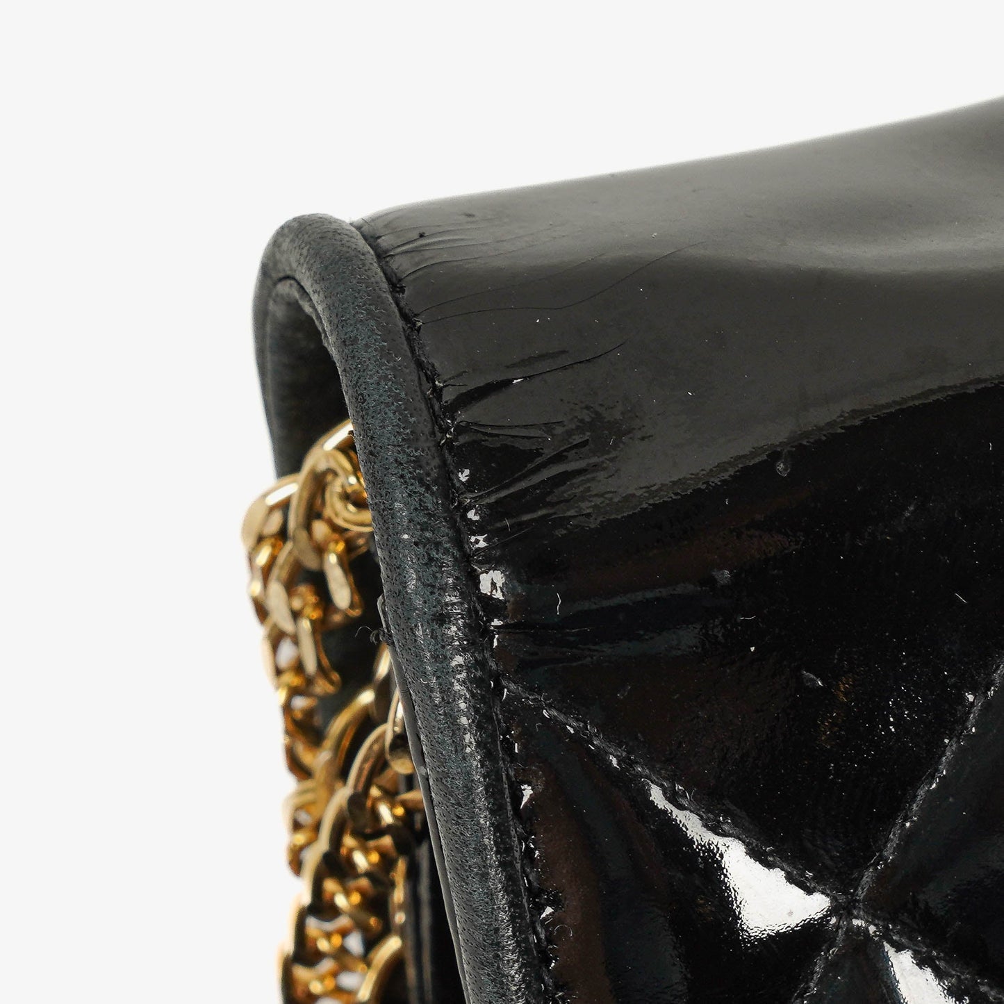 Chanel CC Black Patent Leather Multi Chain Shoulder Bag