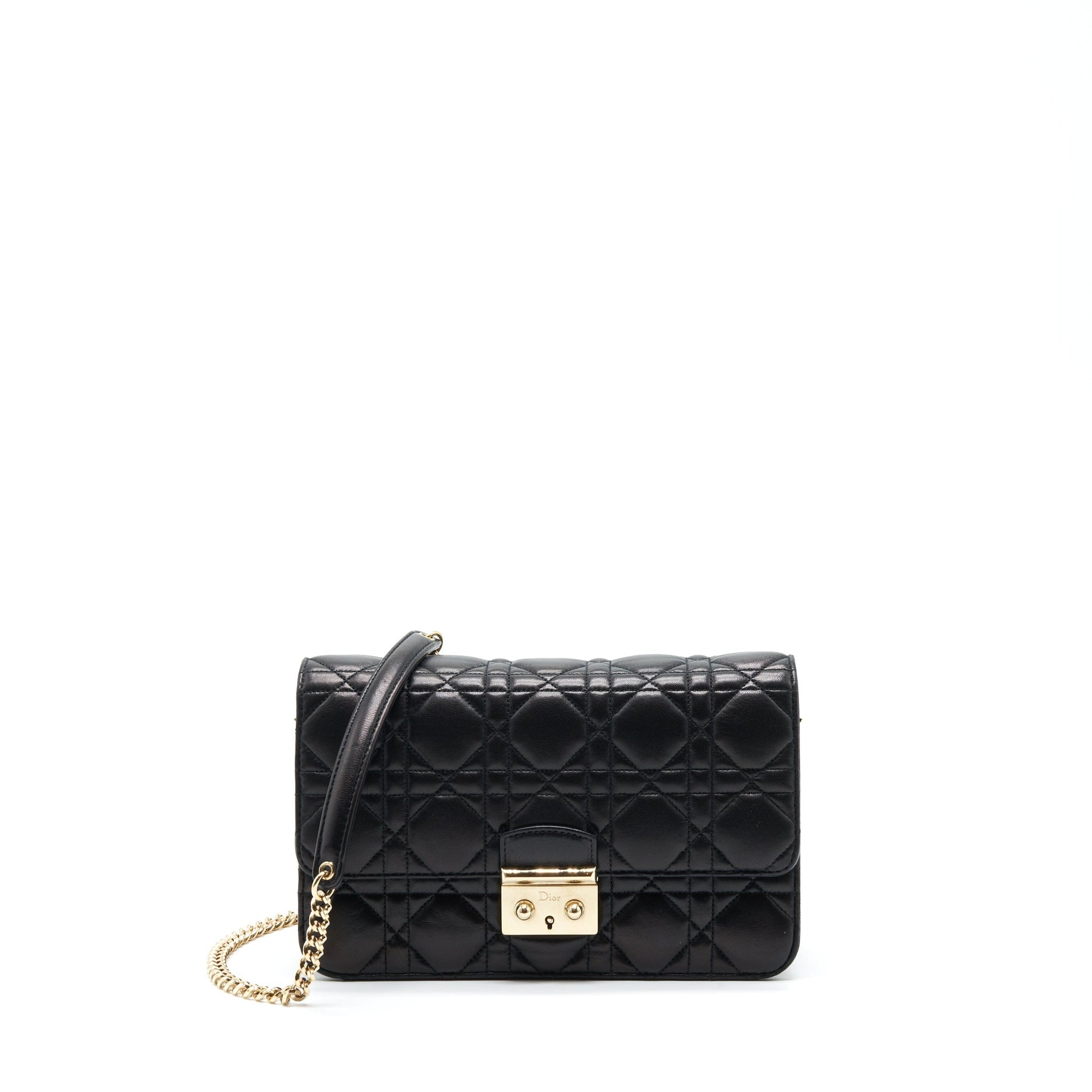 Dior Miss Dior Mini Crossbody Chain Purse Lambskin Black
