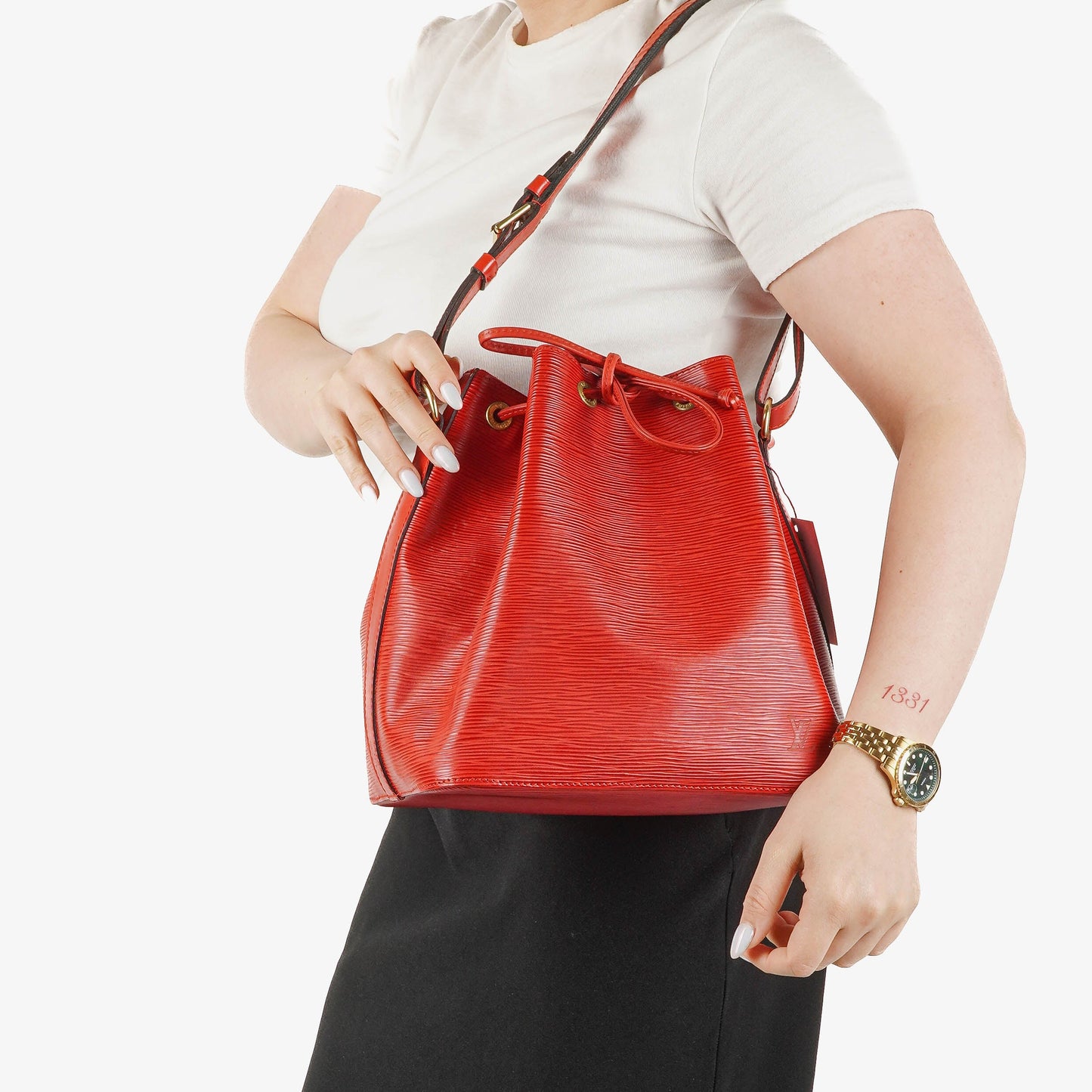 Louis Vuitton Petit Noe Red EPI Leather Shoulder Bag