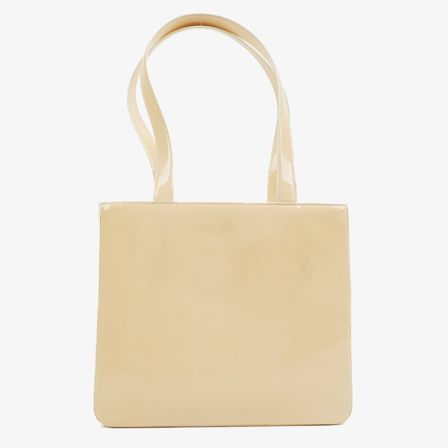 Chanel  Beige Patent Leather CC Tote Shoulder Bag