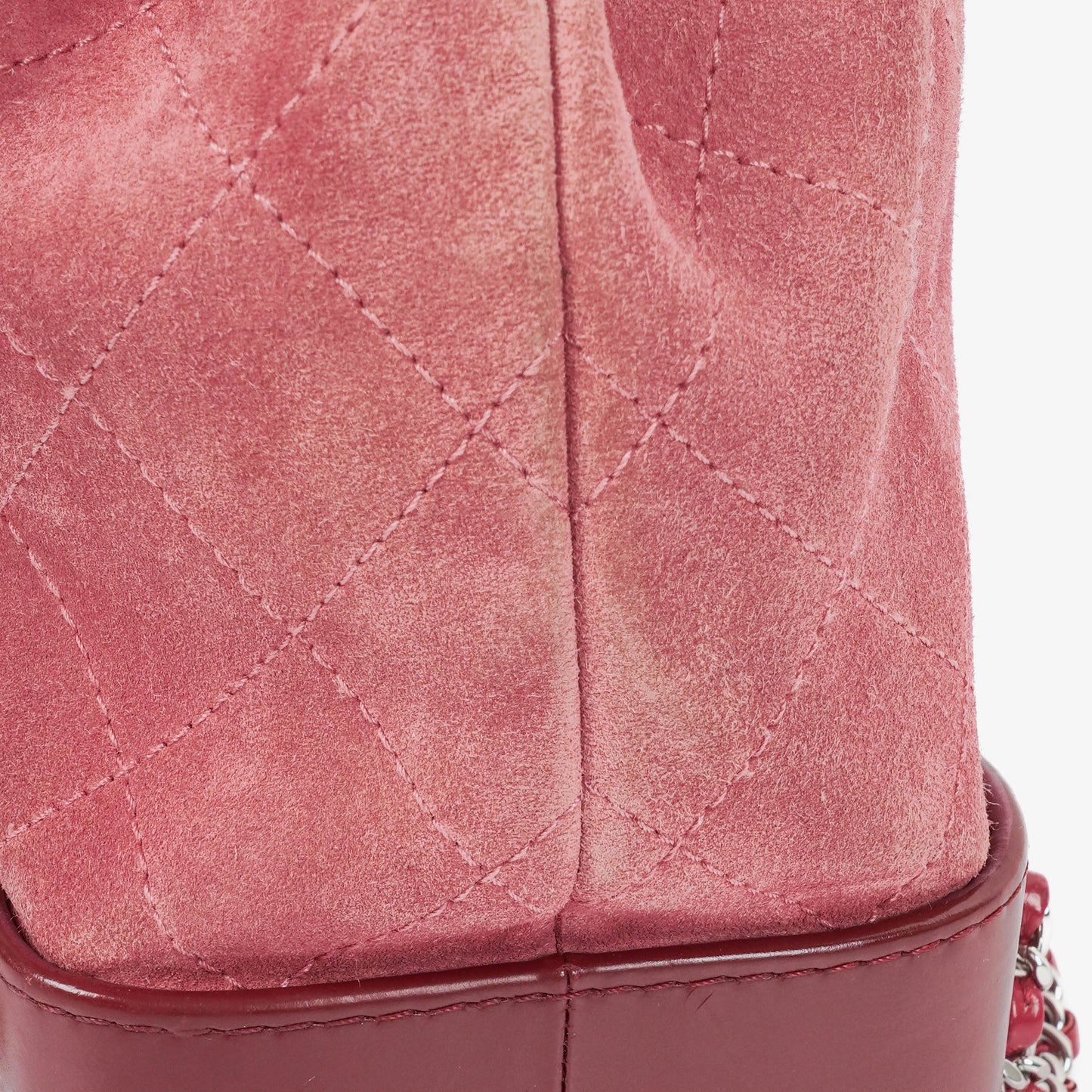 Chanel Quilted Suede Small Gabrielle Bucket Bag With Gold-Tone, Silver And Aged Silver Hardware