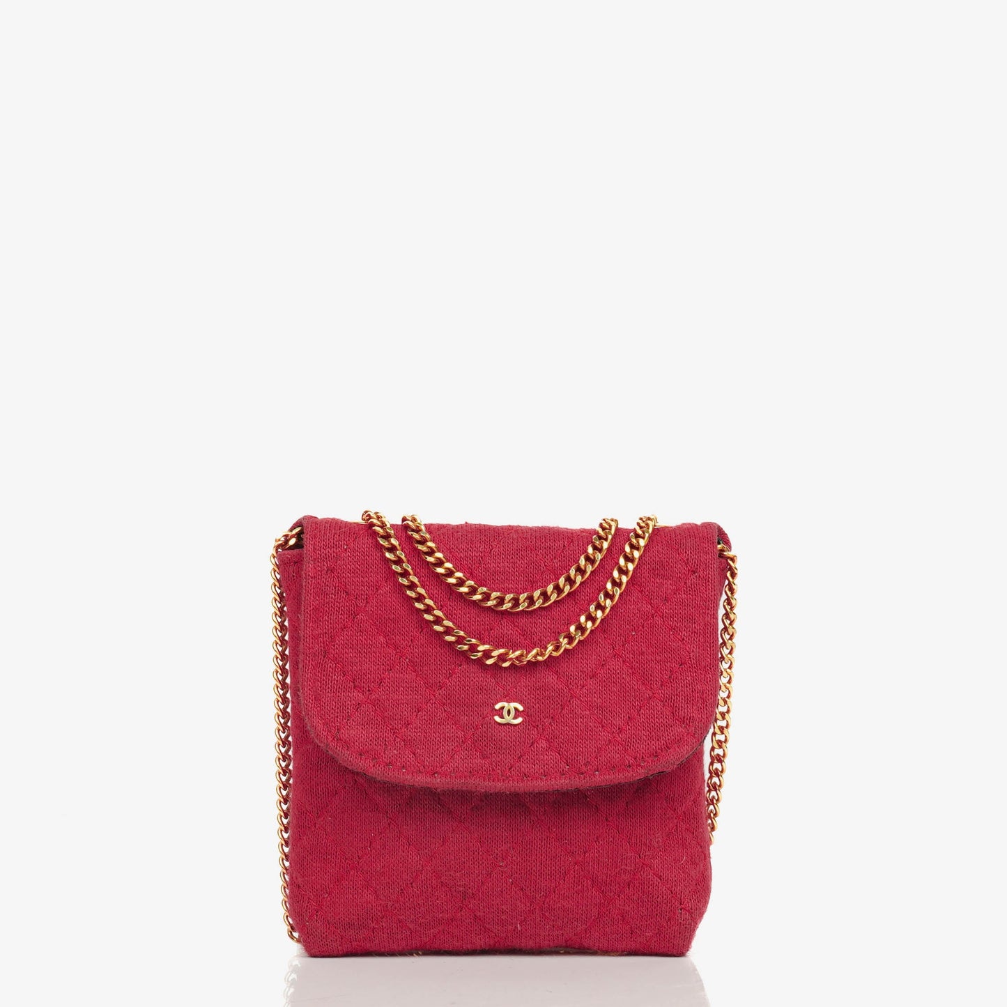 Chanel Micro Jersey Quilted Red Flap Bag