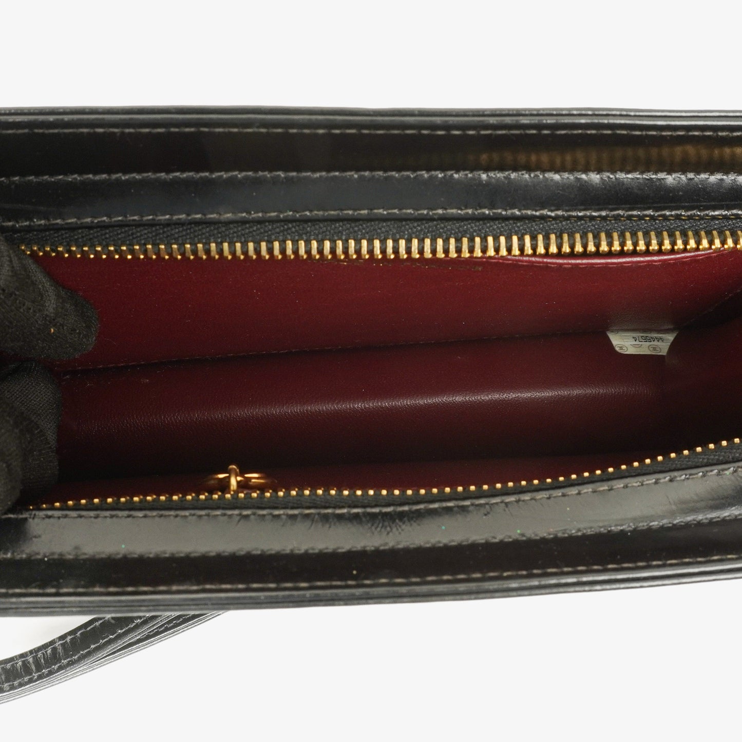 Chanel Black Patent Leather CC Logo Wrist Pouch