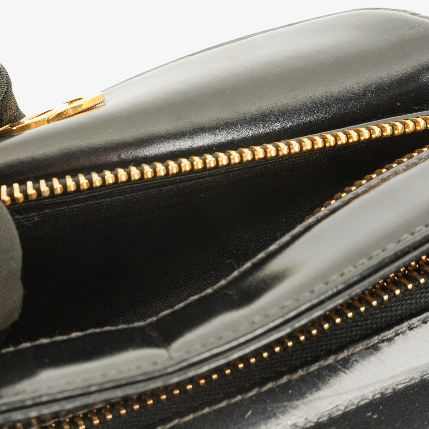 Chanel Black Patent Leather CC Logo Wrist Pouch