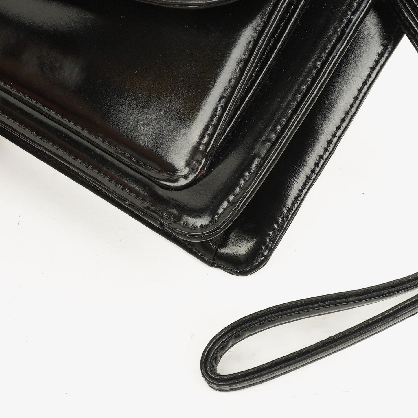 Chanel Black Patent Leather CC Logo Wrist Pouch