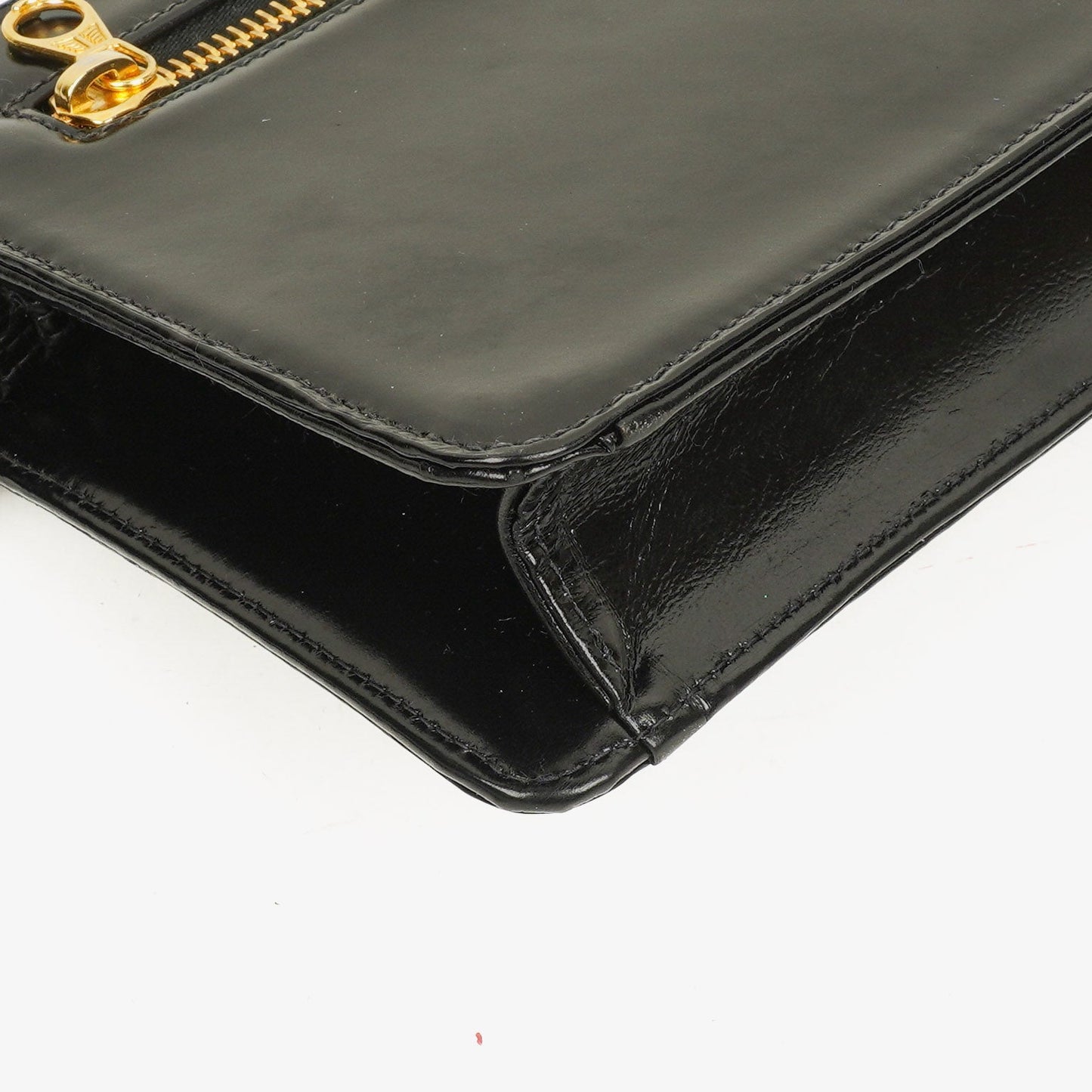 Chanel Black Patent Leather CC Logo Wrist Pouch