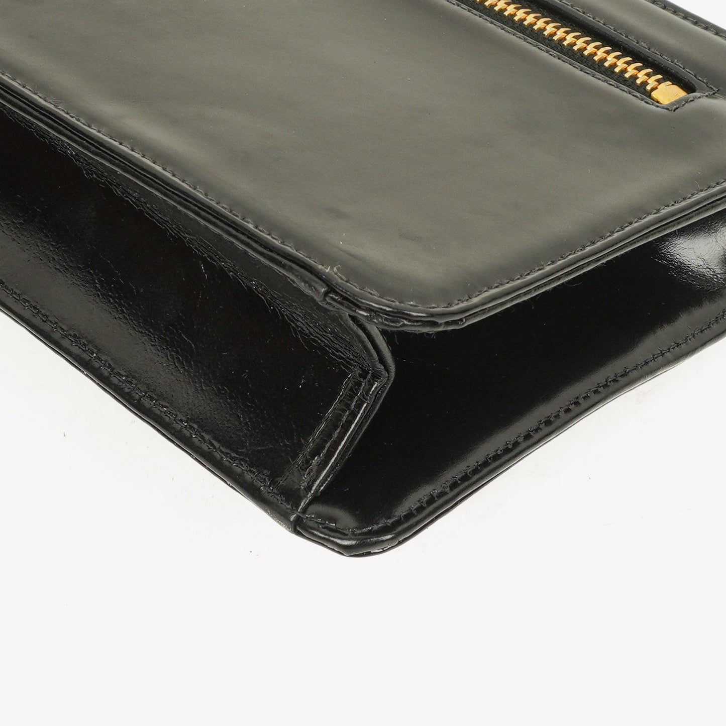 Chanel Black Patent Leather CC Logo Wrist Pouch