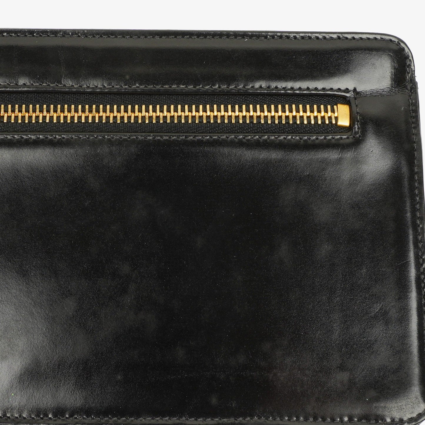 Chanel Black Patent Leather CC Logo Wrist Pouch