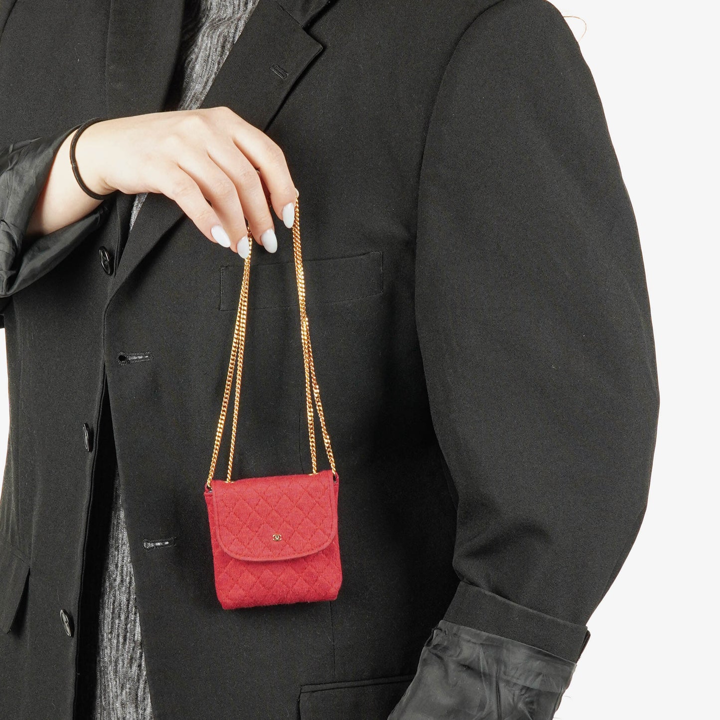 Chanel Micro Jersey Quilted Red Flap Bag