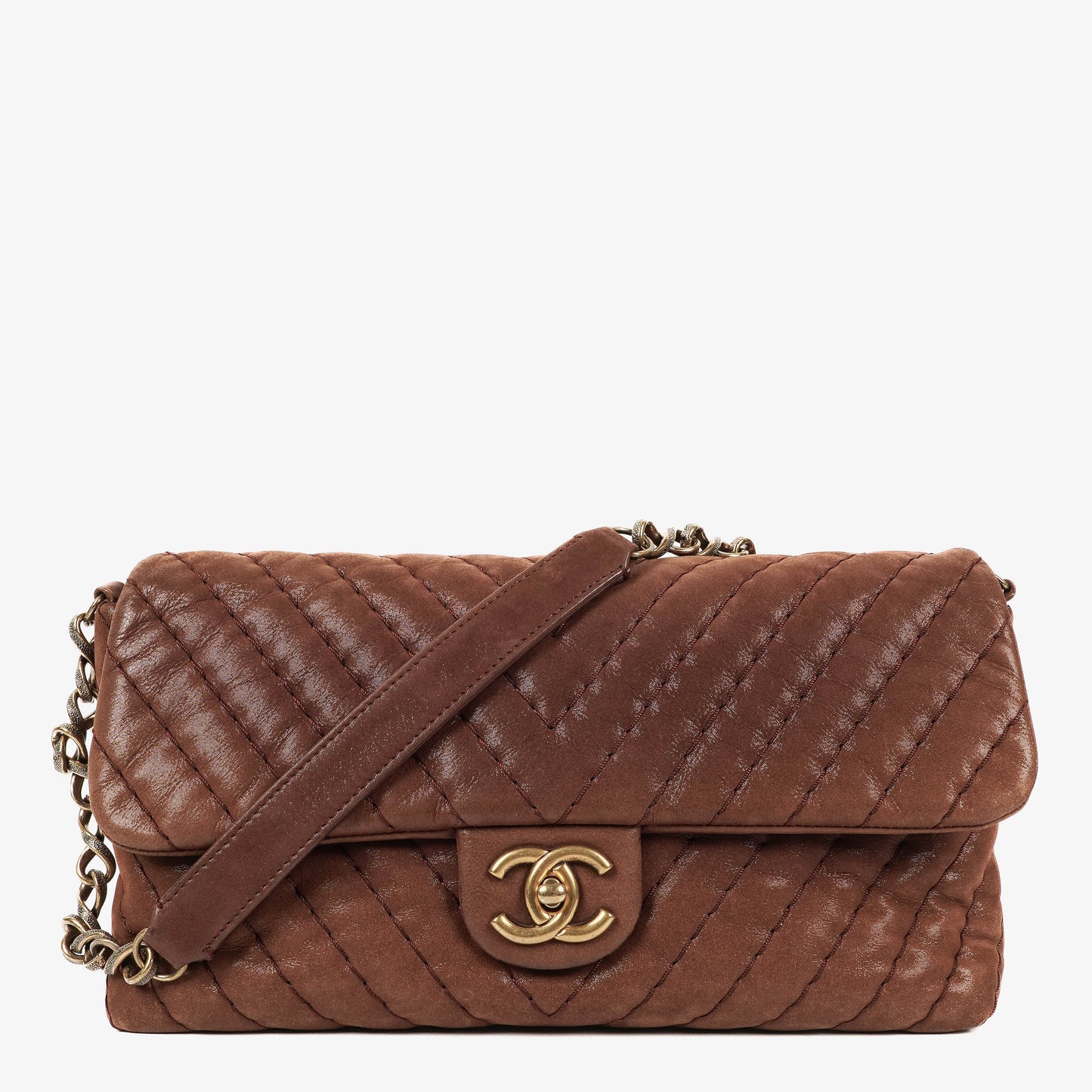 Chanel Surpique Chevron Iridescent Calfskin Flap Bag