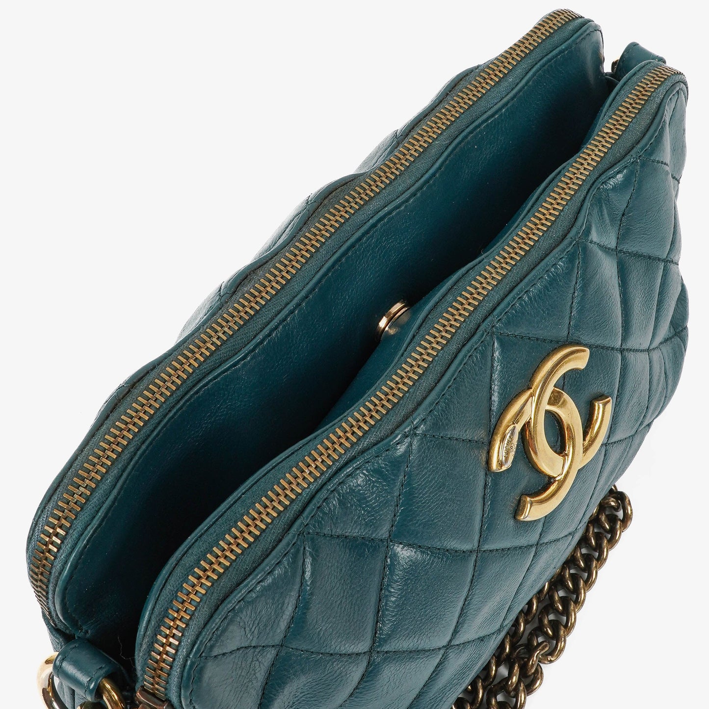 Chanel Crown CC Double Zip Quilted Leather Bag