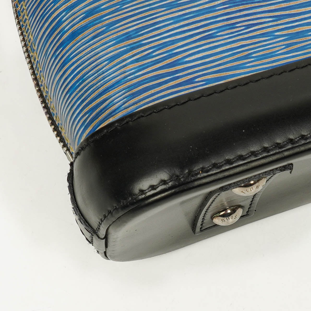 Louis Vuitton Alma BB Blue Denim EPI Leather Handbag