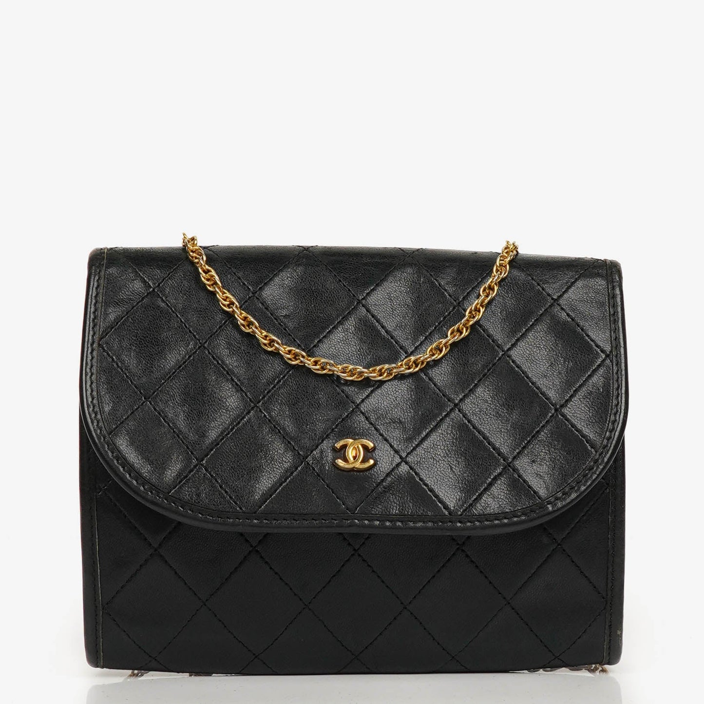 Chanel Black Mini Flap Bag Quilted Lambskin With 24K Gold-Plated Hardware
