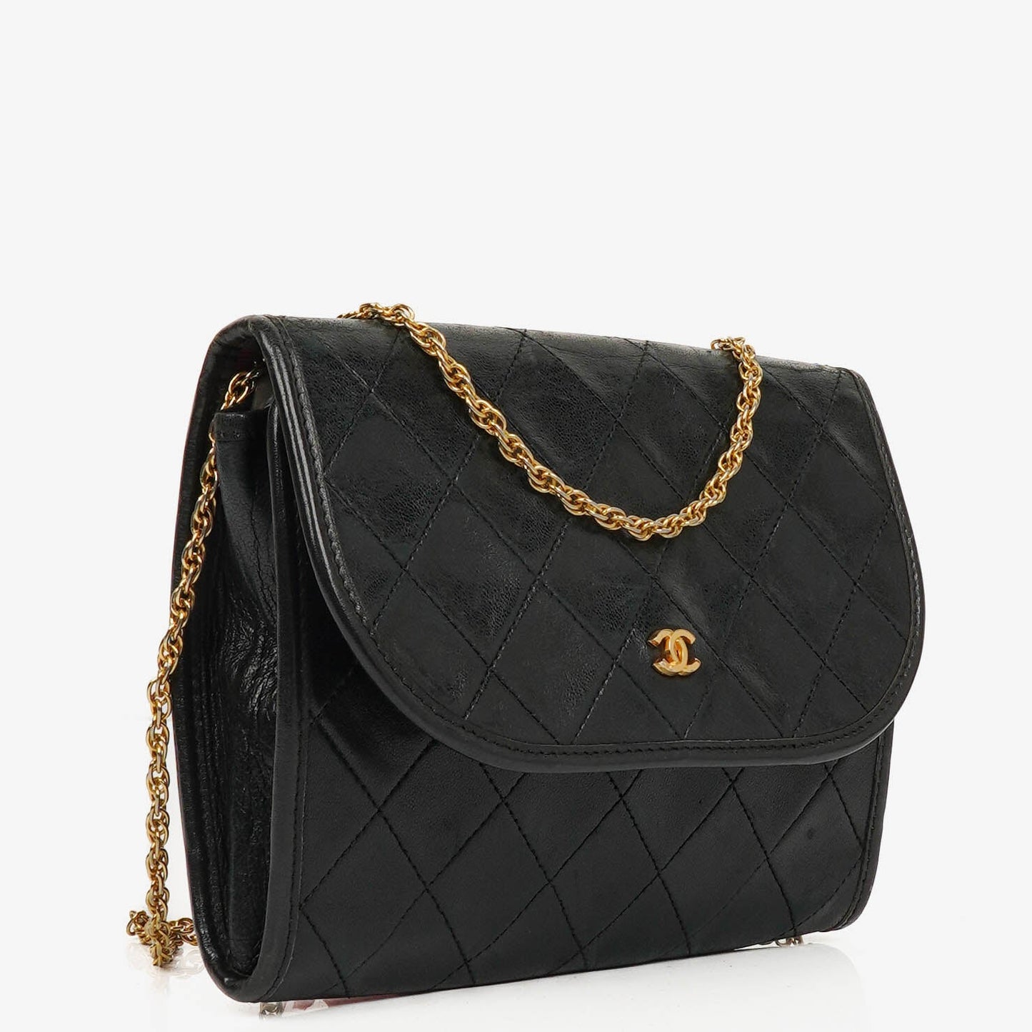 Chanel Black Mini Flap Bag Quilted Lambskin With 24K Gold-Plated Hardware