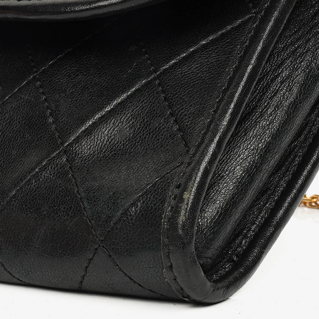 Chanel Black Mini Flap Bag Quilted Lambskin With 24K Gold-Plated Hardware